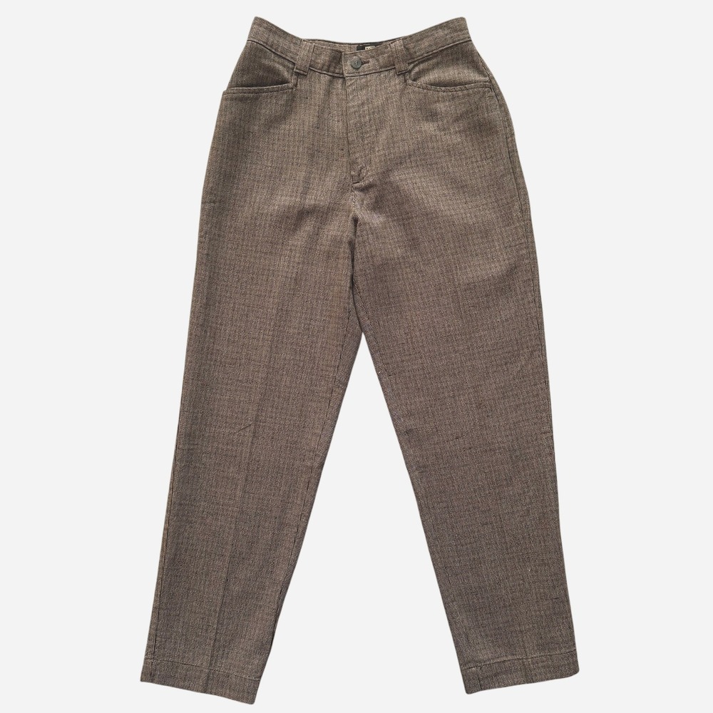 Vintage Lee Casuals Brown textured High Rise Pants 2P tapered Dark academia Twee